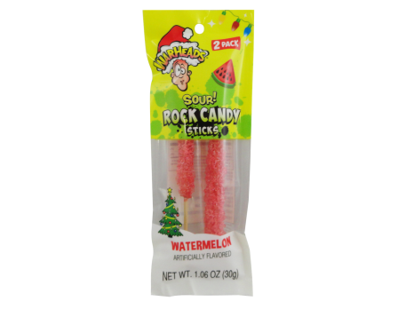 Warheads SOUR 2Pk. Christmas Rock Candy Sticks Peg Bag 1.06oz.