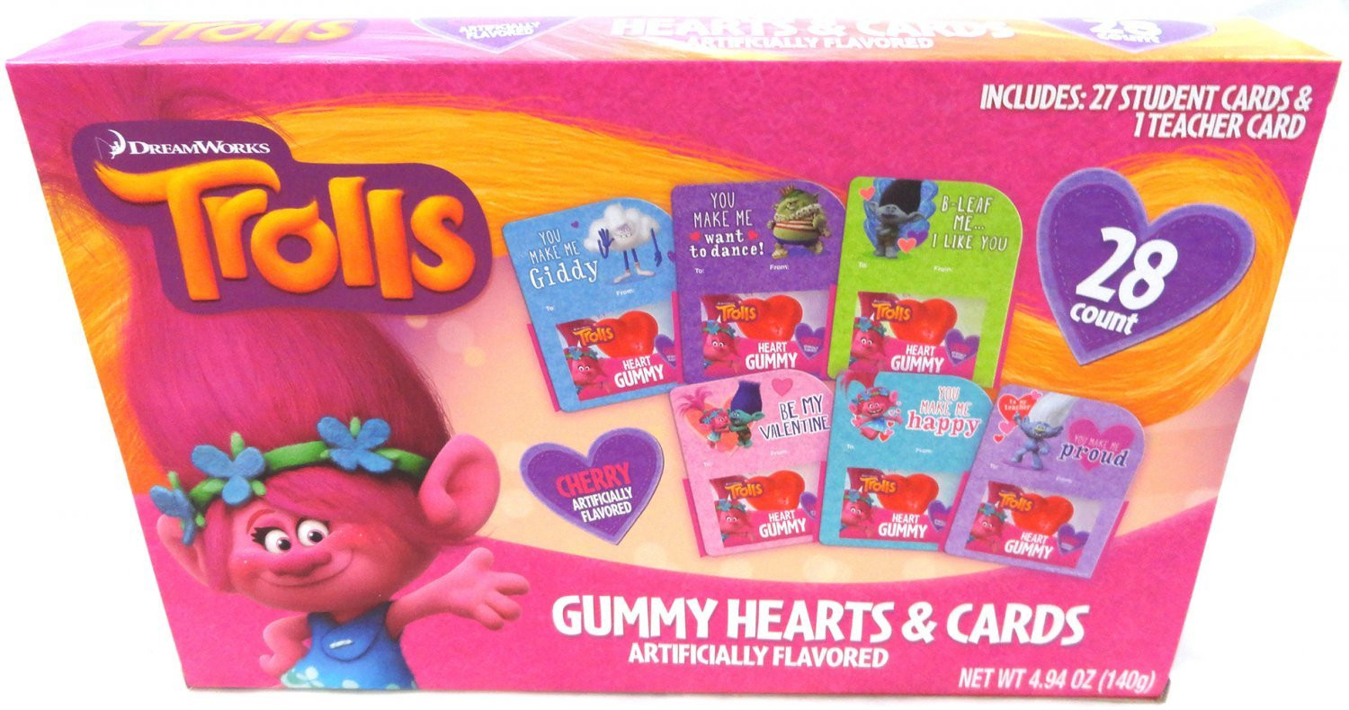  Trolls Valentine 28Ct. Gummy & Card Kit