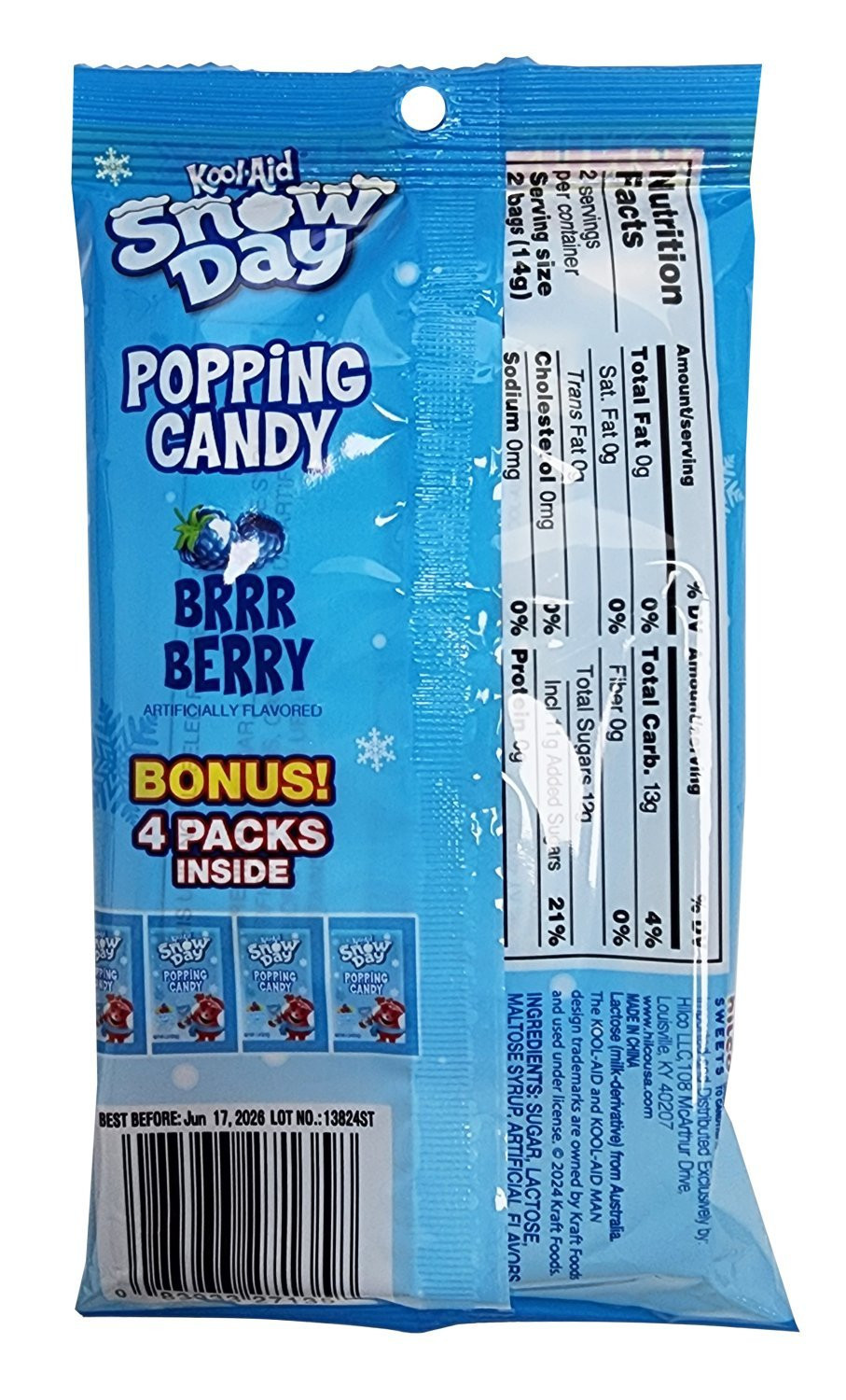 Kool-Aid Snowy Day 4Pk. Popping Candy Bag .98oz.