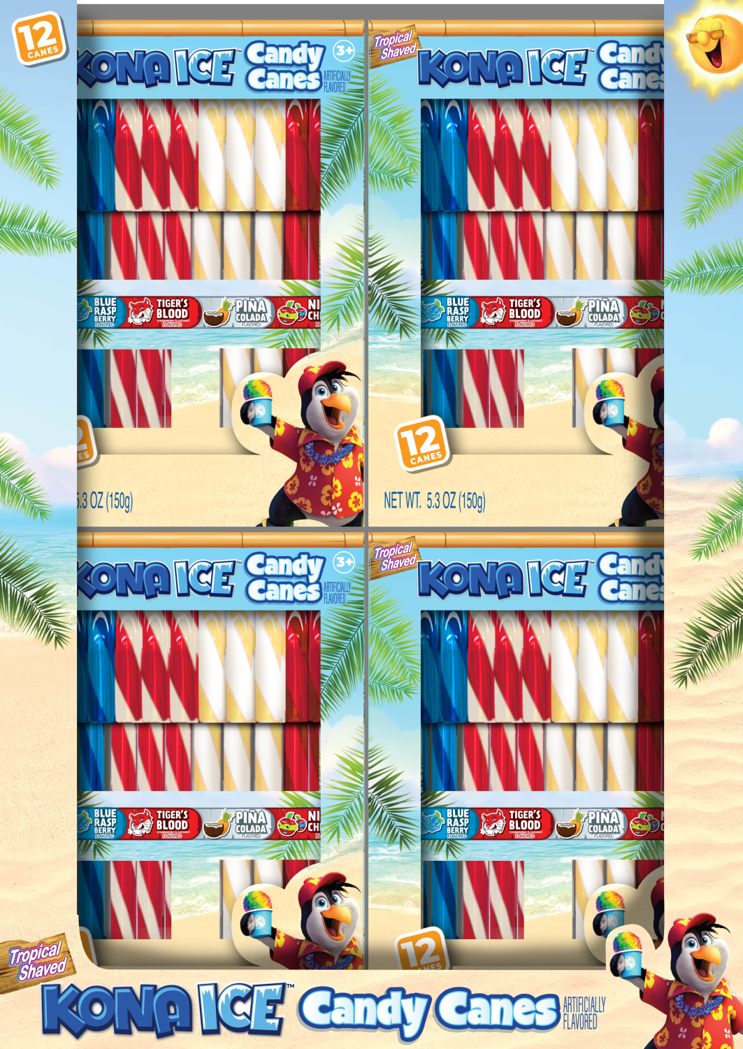 Kona Ice Assorted 12ct. Candy Cane Box 5.30z.