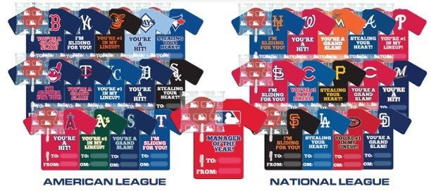  Major League Baseball Valentine 28ct. Pop & Card Kit