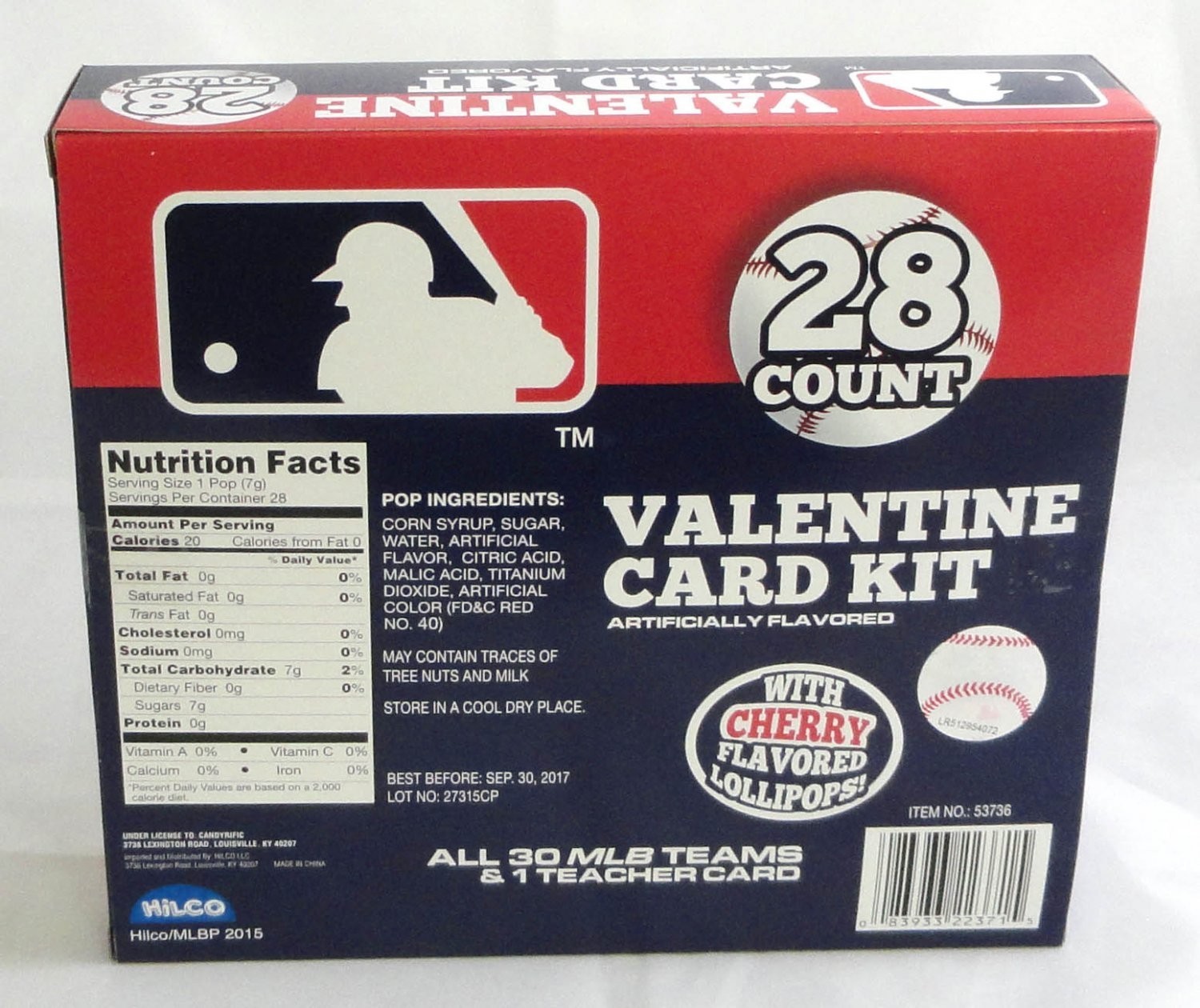  Major League Baseball Valentine 28ct. Pop & Card Kit
