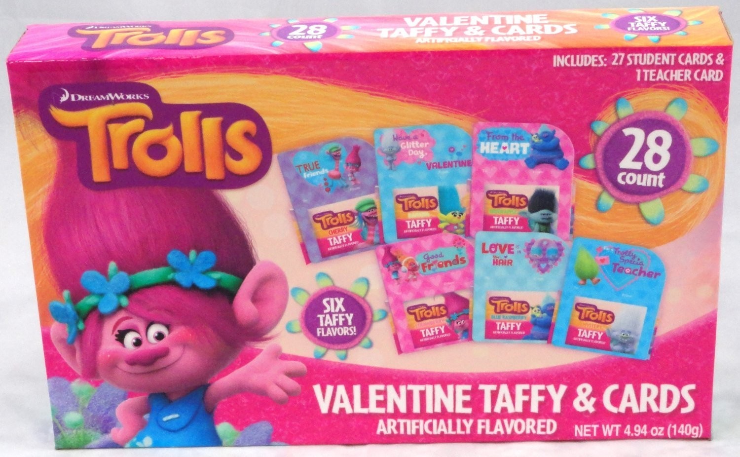  Trolls Valentine 28Ct. Card & Taffy Kit 