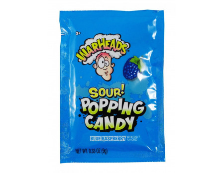 WarHeads SOUR Blue Raspberry Popping Candy Single Pouch .33oz. 