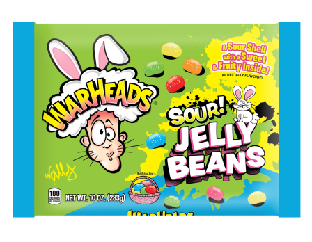 Waheads Warheads Easter  SOUR Jelly Beans Laydown Bag 10oz