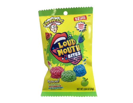 Warheads SOUR Loud Mouth Bites Peg Bag .84oz.
