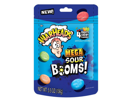 Warheads MEGA SOUR BOOMS Fruit Chew Peg Bag 5.5oz.